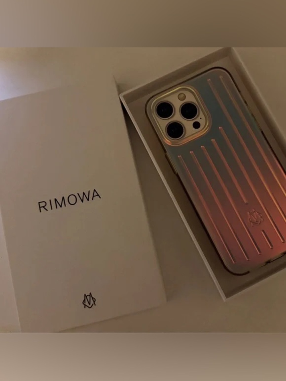 RIMOWA Iridescent Pink and Gold Ridge iPhone Case